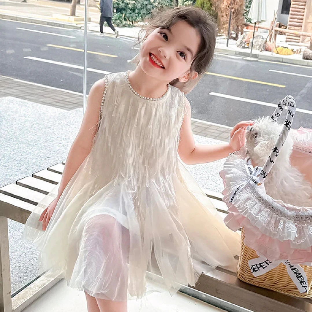 女童女衬裙公主裙法式长款百搭连衣裙森系气质重工夏季AYJ250187
