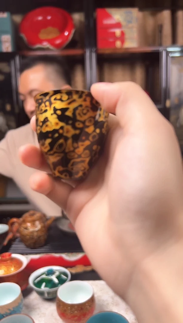 非遗太古大漆黑金一口杯