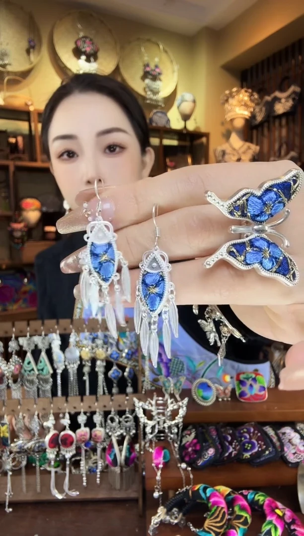 刺绣非遗刺绣民族风耳环