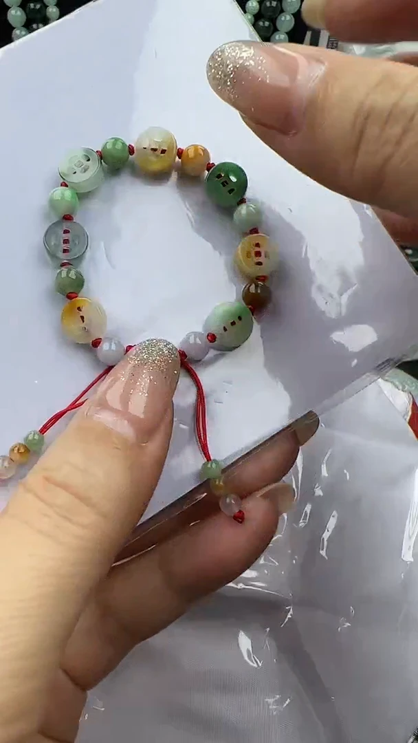未镶嵌手绳翡翠小孩古钱手串