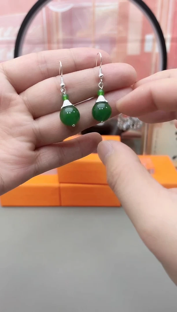 银S925镶嵌耳坠玛瑙/玉髓j201