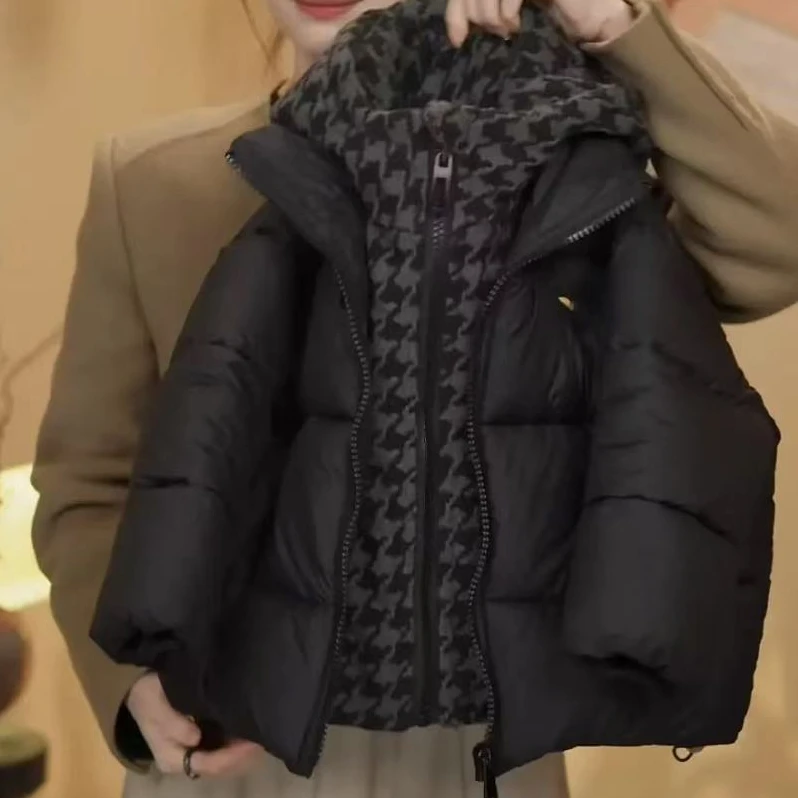 儿童棉服2024冬季新品夹棉加厚棉服时尚潮流款格子棉服