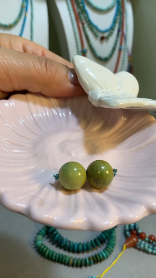 未镶嵌绿松石珠宝奇石10mm+对珠