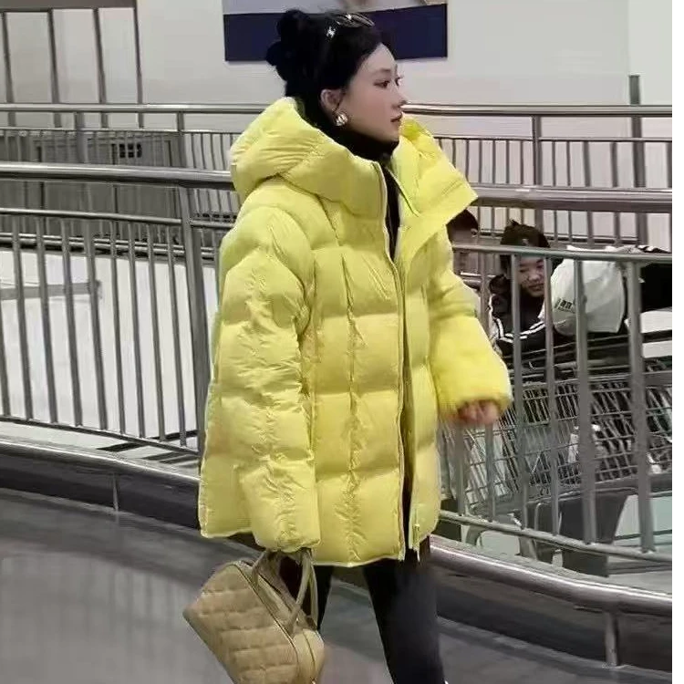 新款中长款羽绒服白鸭绒宽松时尚潮流女