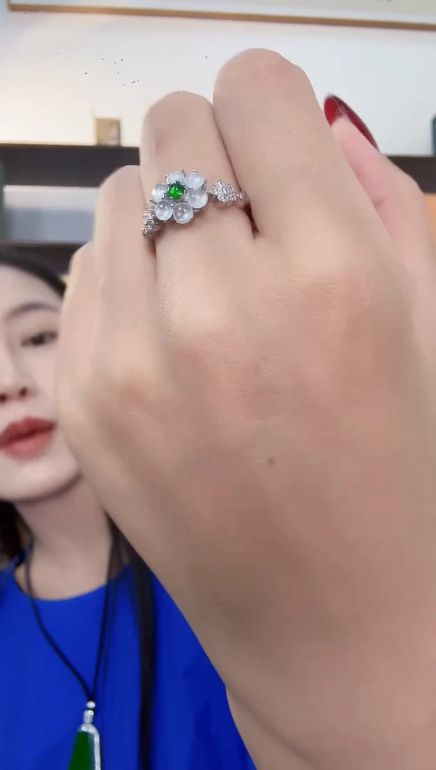 银S925镶嵌戒指翡翠戒指