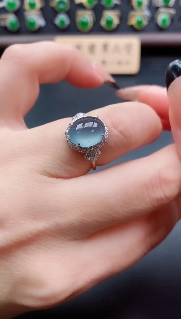 银S925镶嵌戒指翡翠1