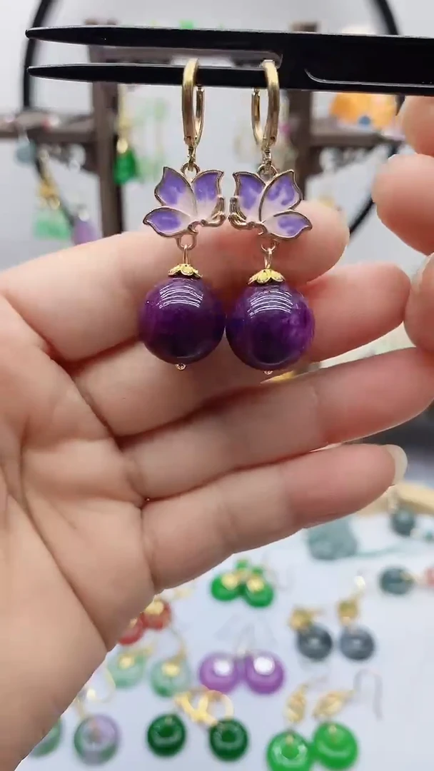 苏纪石（舒俱来）14K金镶嵌耳饰80