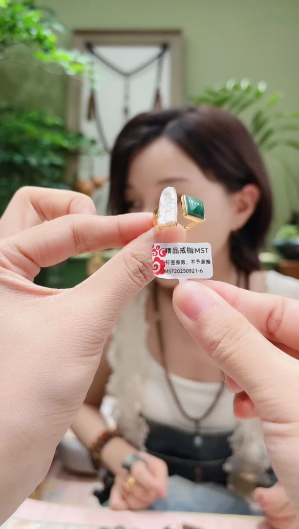 银S925镶嵌戒指淡水珍珠珍珠戒指MST0921-6多样性发货