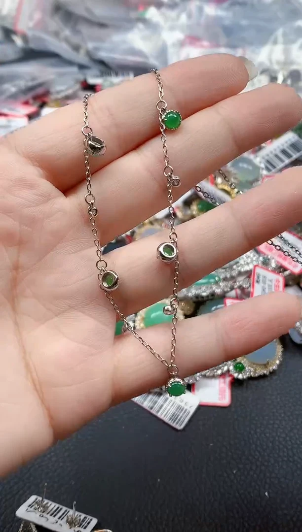 银S925镶嵌戒指翡翠天然A货缅甸翡翠