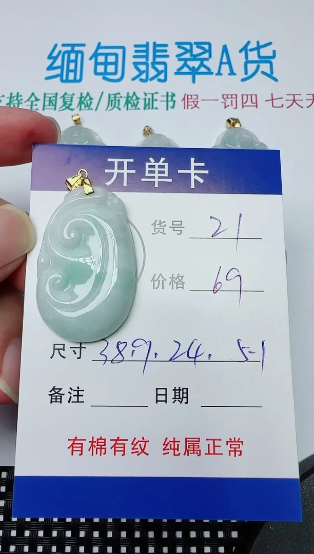 吊坠(赠链)银S925镶嵌翡翠21