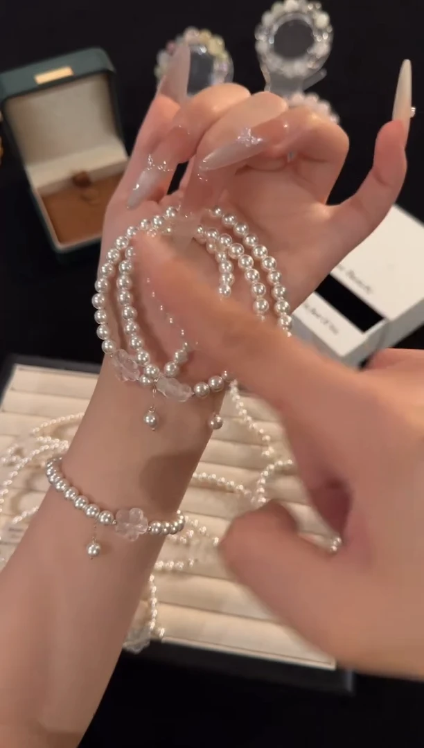 水晶手链合金白水晶花花x1912