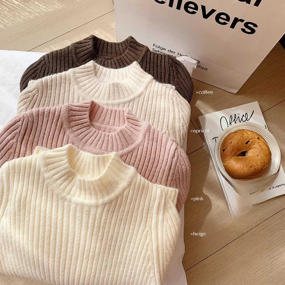 男童女童针织打底衫冬季新款童装儿童百搭好品质中领内搭毛衣打底