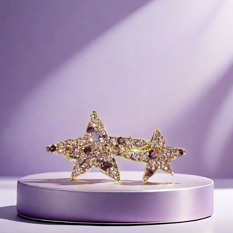 镶钻简约时尚首饰女满钻边夹彩色饰品弹簧夹气质轻奢发夹民族风