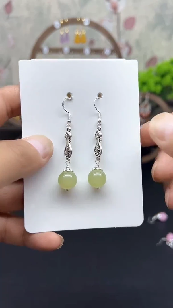 银S925镶嵌东陵石耳饰138