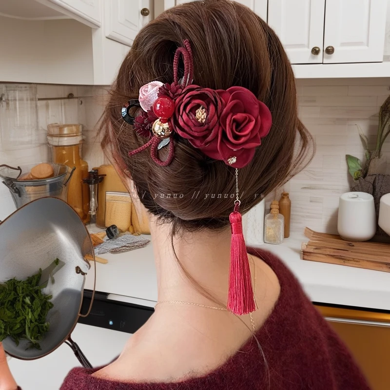 夹头发抓夹小夹子发夹新款气质高级洋气头饰发饰红色发卡网红爆款