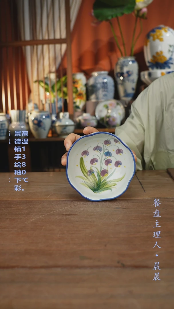 瓷片【简家甄选】景德镇设计师釉下手绘陶瓷餐具