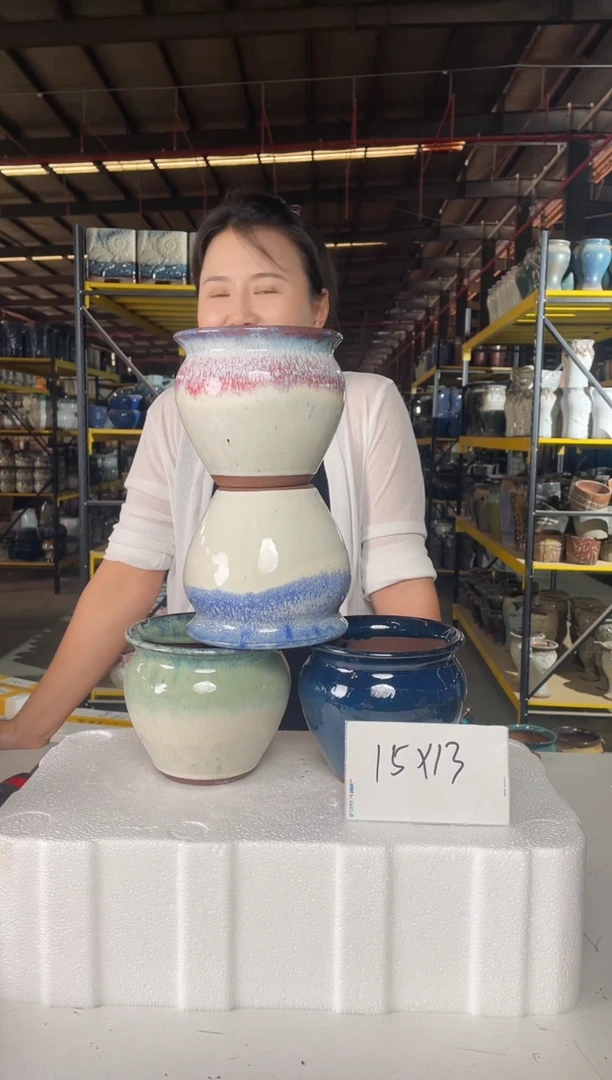 宜兴粗陶紫砂花盆盆15*13