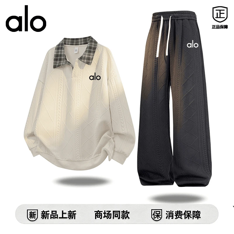 【官方奥特莱斯】品牌折扣春秋休闲运动套装男翻领长袖卫衣长裤男