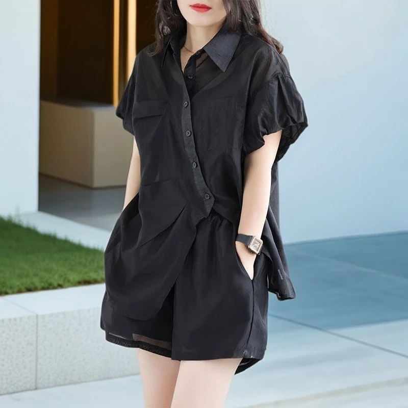 GPTSu短裤套装女夏季百搭新款超火大码洋气减龄显瘦遮肉两件套