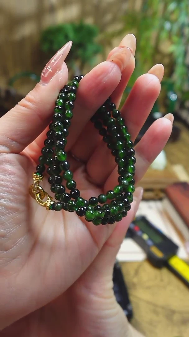 【闪购商品】和田玉项链未镶嵌俄料七坑碧玉卡4mm