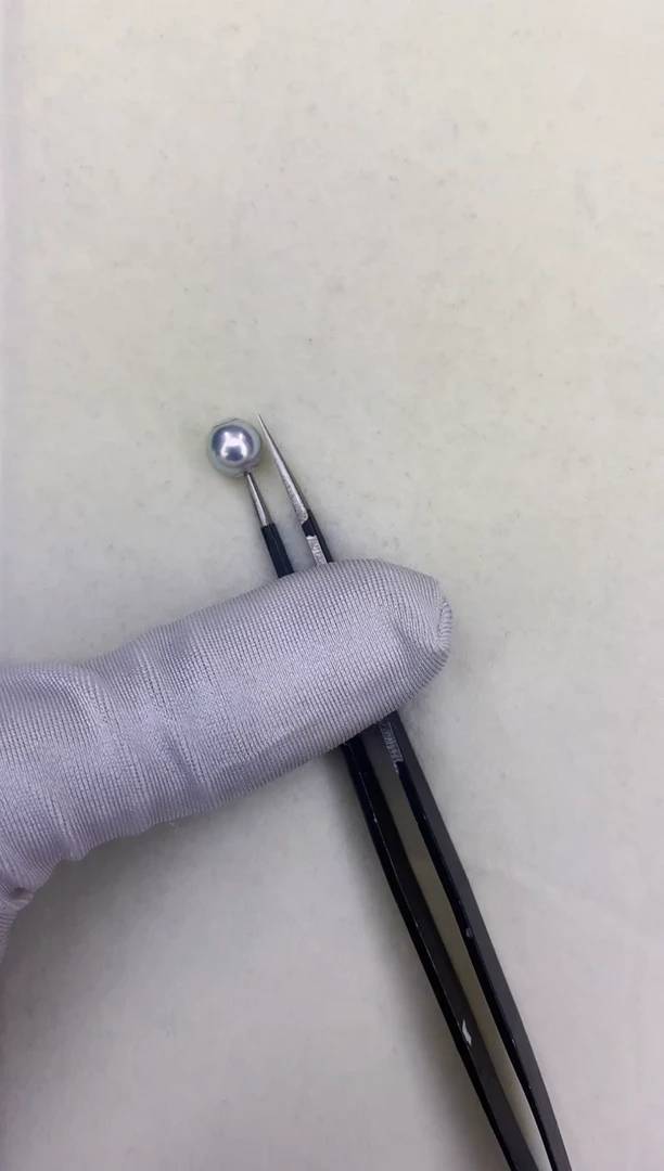 18K金镶嵌DA海水珍珠灰珠路路通7-7.5MM GD065