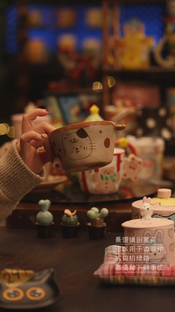 陶瓷景德镇可爱陶瓷釉下彩绘设计师款