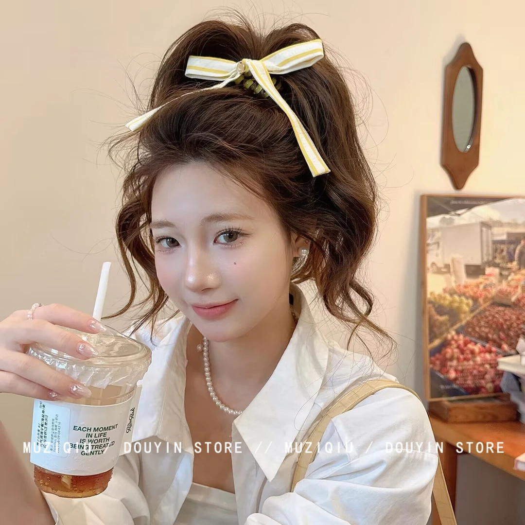 木子秋细软塌bi入~高品质蝴蝶结电话线发圈ins精致时髦洋气搭发饰
