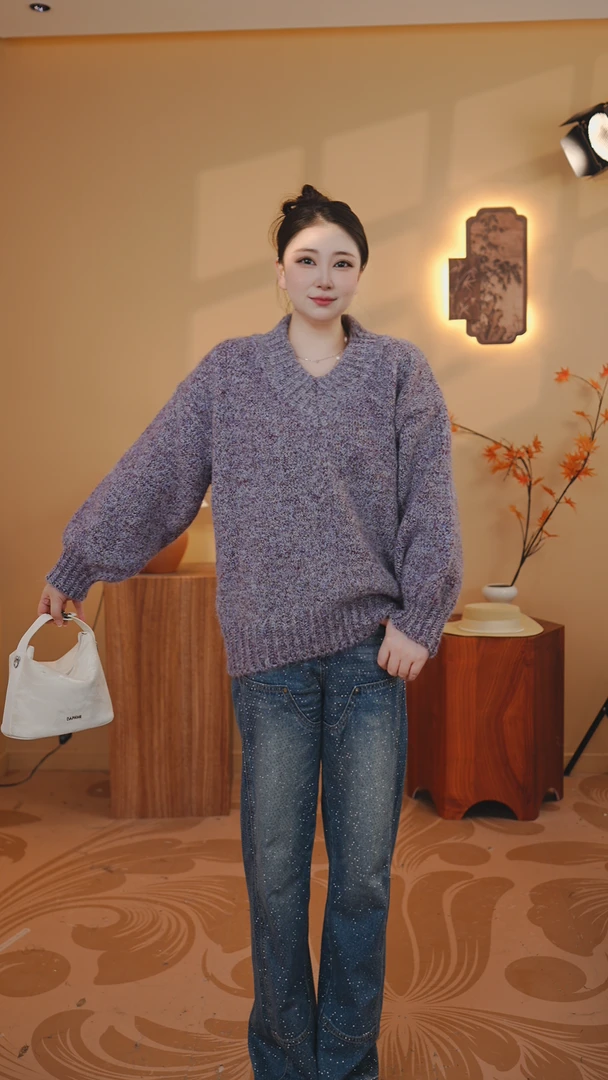 紫竹（韩国东大门粗棒针工艺针织毛衣）