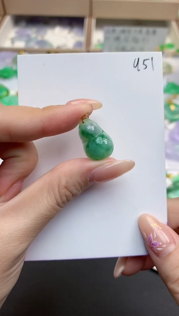 颈饰18K金镶嵌翡翠天然缅甸A货翡翠