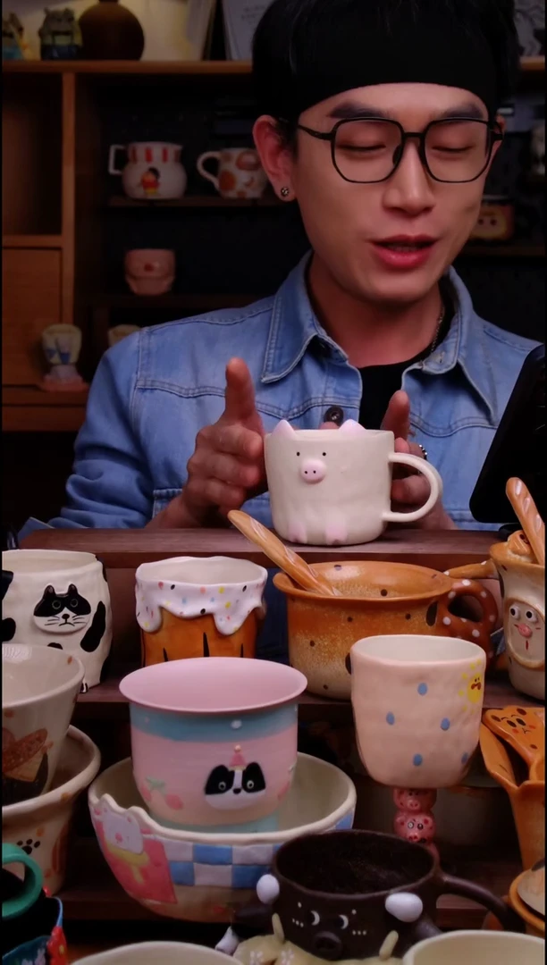 杯子陶景德镇可爱设计师款陶瓷