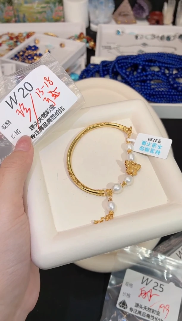 银S925镶嵌手镯淡水珍珠多样性发一W20
