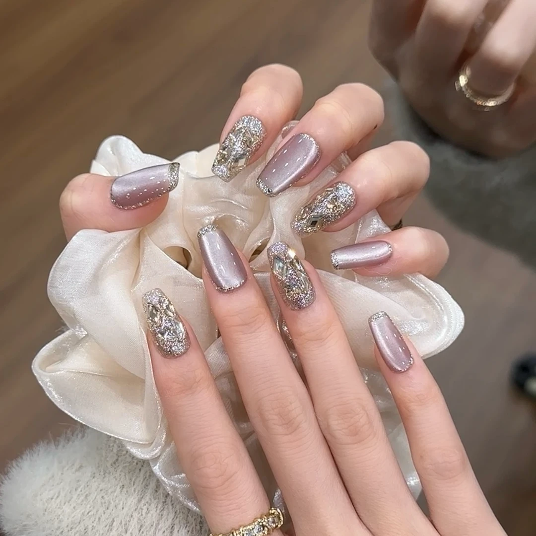 茉哉安娜【雾紫】孤纯手工定制美甲可拆卸穿戴甲A1880/A1881/A1882