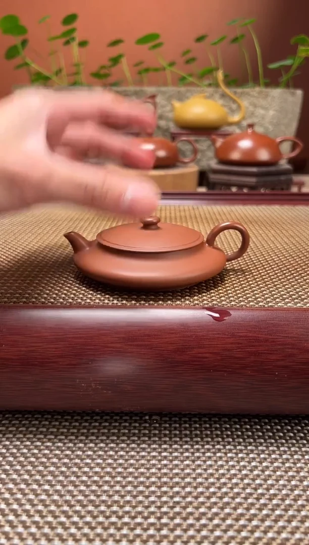 茶壶紫砂超薄胎扁飞船 原矿朱泥 纯手制