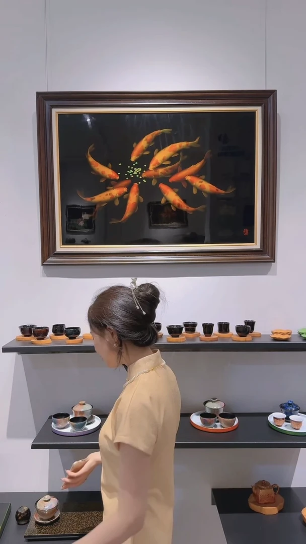 618特惠价 沈绍安 莲花章鱼戏莲间漆画