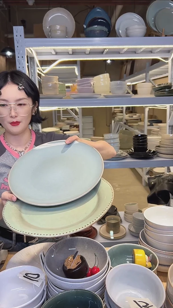 瓷121大盘外贸尾货高温釉下彩陶瓷餐具默认微瑕