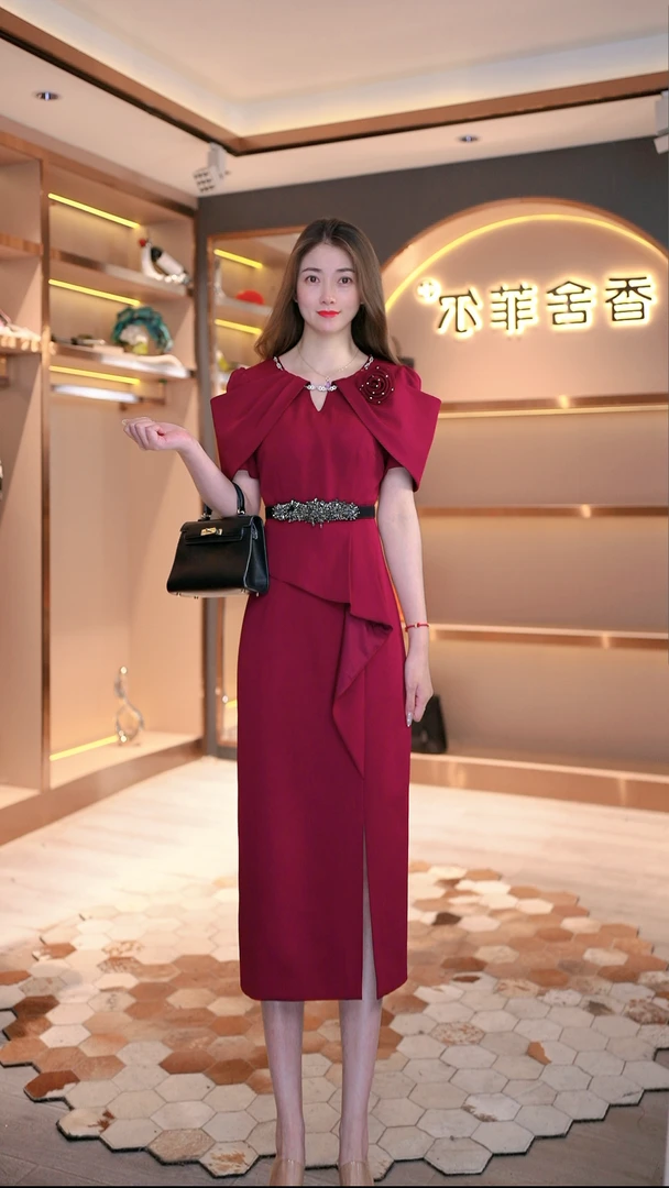 【香舍菲尔】高级感优雅气质修身法式收腰显瘦轻奢连衣裙-86563-玲