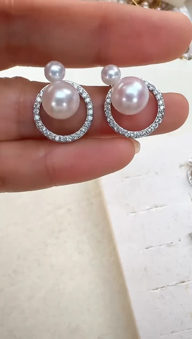 【闪购商品】淡水珍珠耳饰合金双珠圈圈