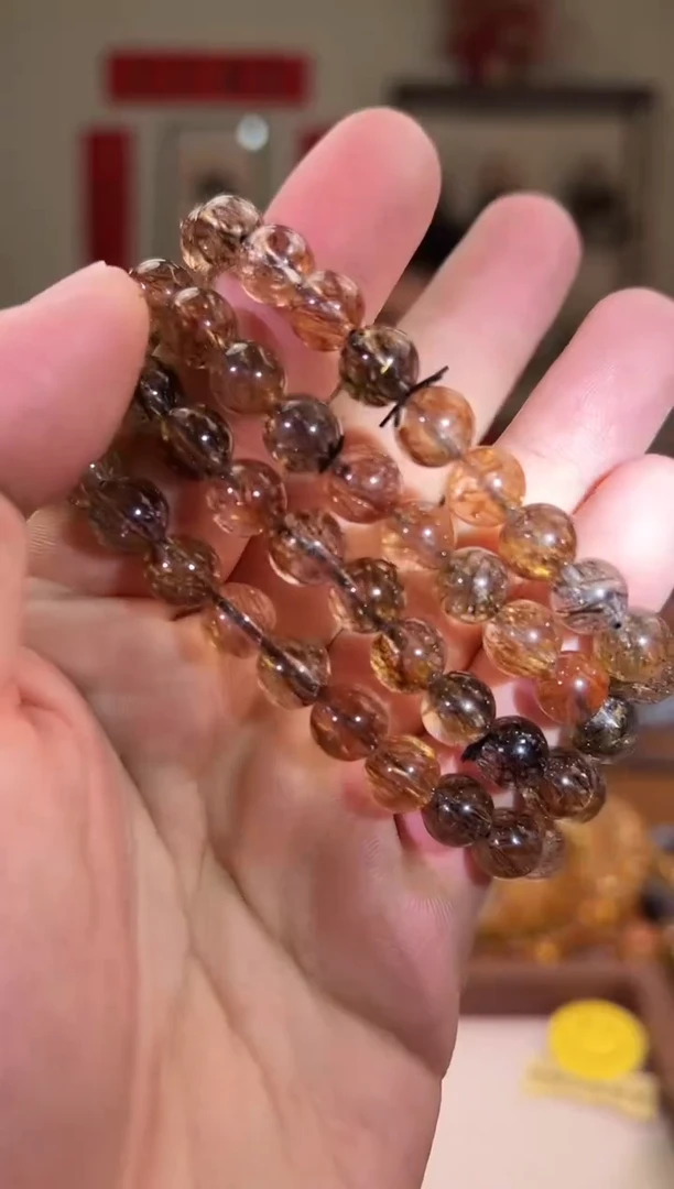 【闪购商品】水晶手串未镶嵌8mm黑金超七（多样性发其一）