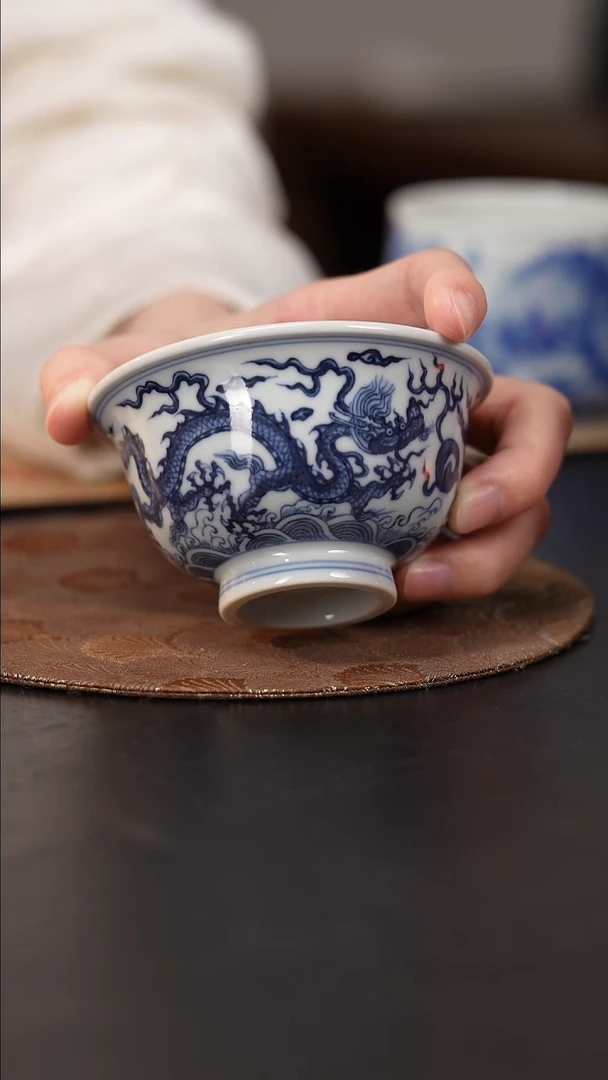 【闪购商品】杯瓷寻柴窑青花龙杯