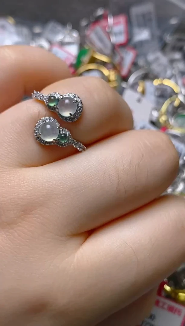 银S925镶嵌戒指翡翠百内无证书