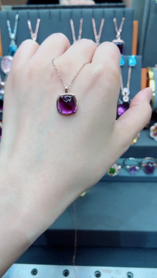 吊坠(赠链)银S925镶嵌紫晶紫晶吊坠
