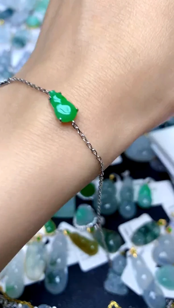 银S925镶嵌手链翡翠天然A货翡翠