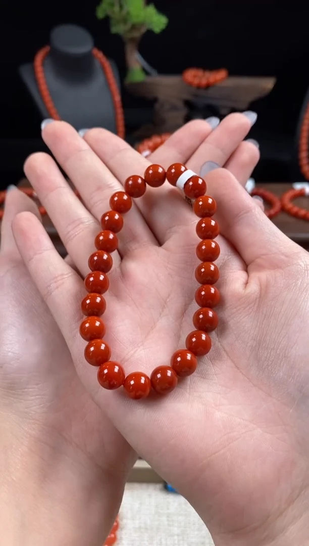 【闪购商品】南红玛瑙手串未镶嵌锦红8mm+