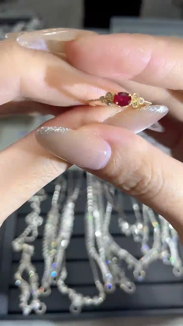 JZ18K金镶嵌红宝石YT  0030