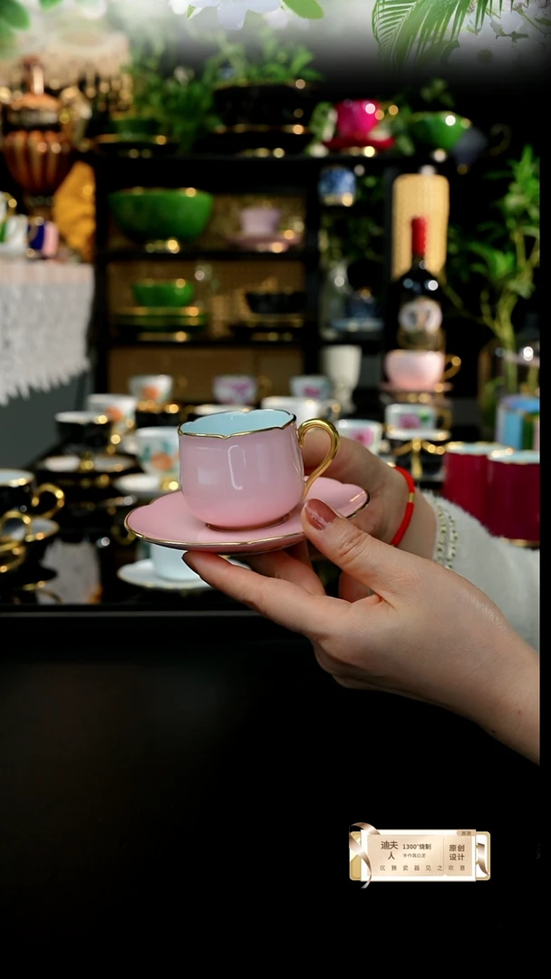 全手工杯碟---樱花粉