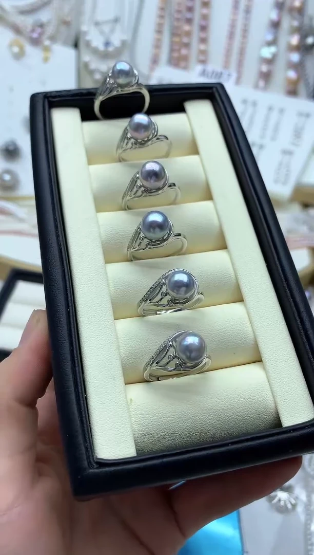 银S925镶嵌戒指海水珍珠多样性发其一