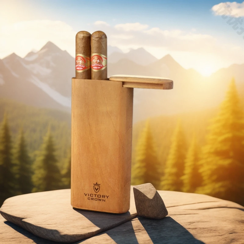 雪茄盒实木进口西班牙雪松实木便携雪茄盒2-3支装防尘保湿雪茄盒