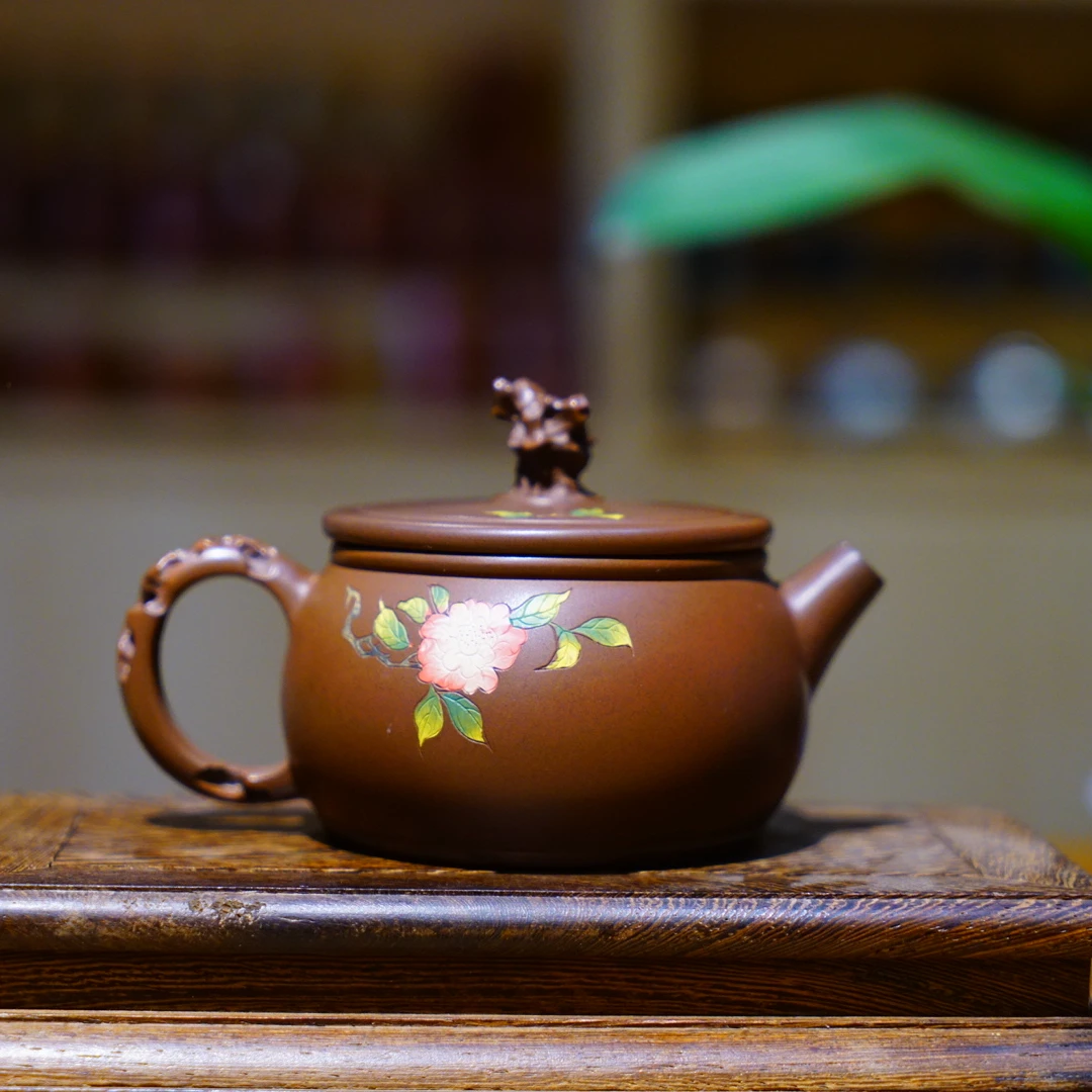 《云小陶》建水紫陶茶壶余兴良全手工阴刻阳填再阴刻太湖石根雕工艺