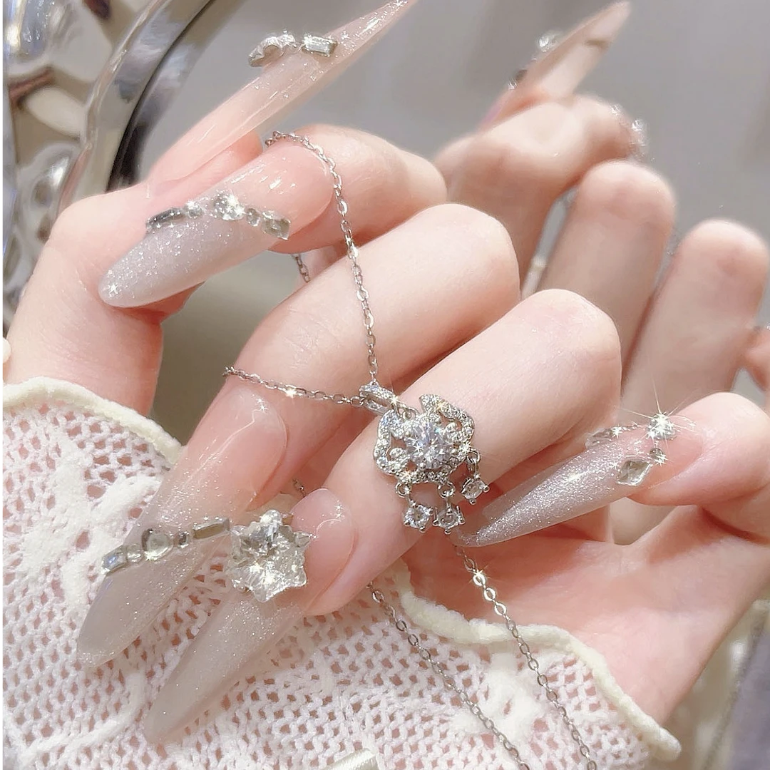 URNSSORE/昂色 链子925银 镂空如意平安锁项链镶钻吊坠轻奢锁骨链