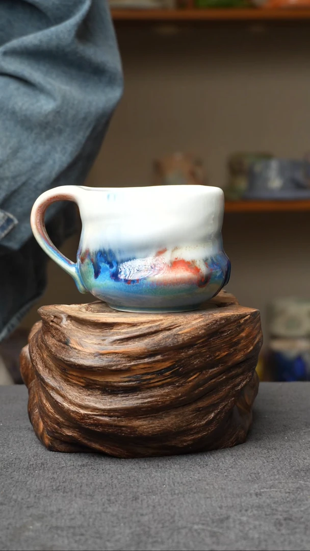 杯子396景德镇手创颜色釉杯（食品级）带冰裂纹